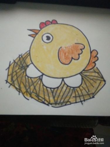 儿童简笔画——母鸡孵蛋