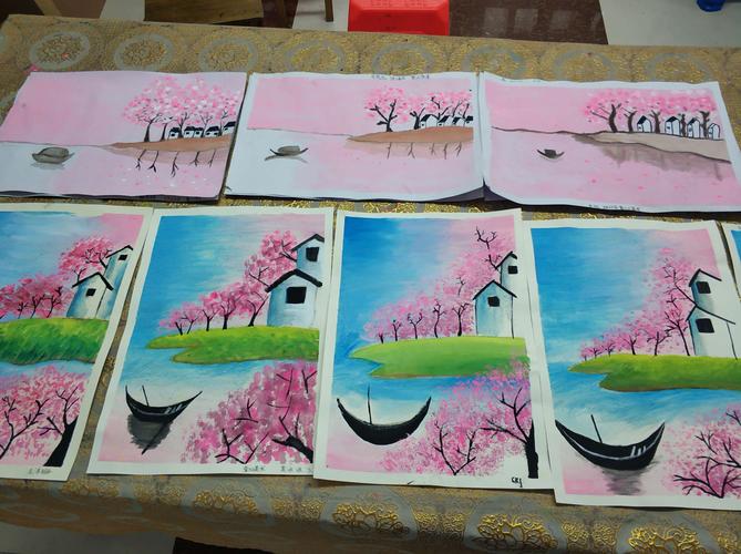 高山艺校——童心美术本周水粉画《春天的花朵》