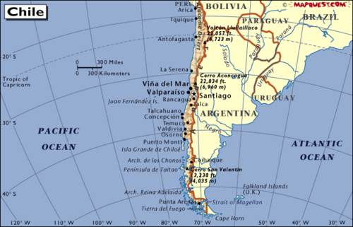 由于地处美洲大陆的最南端,与南极洲隔海相望,智利人常称自己的国家为