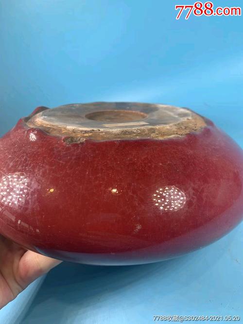 清代,祭红釉文房大笔洗.