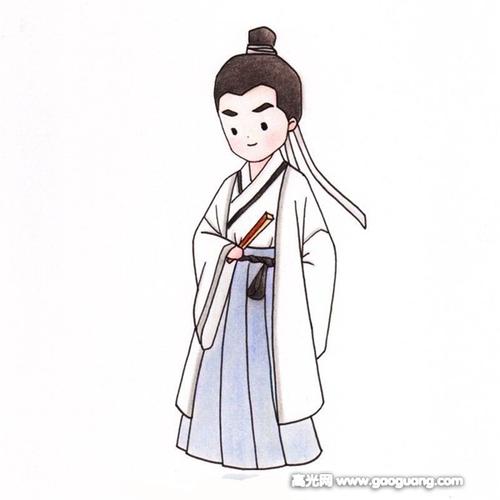 古风公子简笔画步骤教程,古风公子简笔画步骤