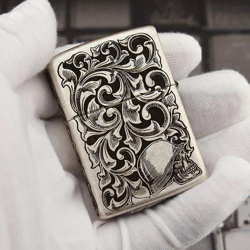 zippo 121fb古银 五面精雕唐草花仙子