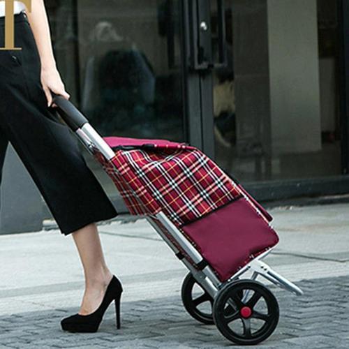 折叠便携拉杆车 铝合金家用拖车 行李手拉车小推车时尚买菜购物车