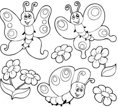 春天花丛里的小动物简笔画