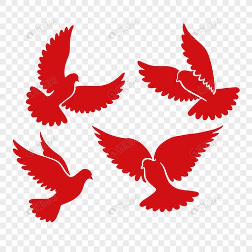 剪影红色和平鸽