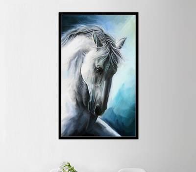 5d钻石画满钻客厅卧室新款白马现代装饰画diy十字绣动物系列贴钻