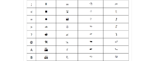 webdings和wingdings字符码对应表