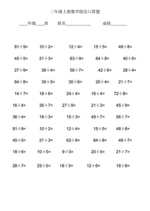 (完整版)小学二年级上册数学除法口算题.doc 1页