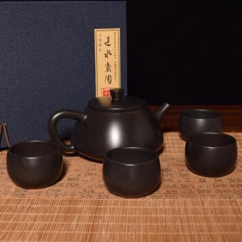 云南建水紫陶茶壶茶杯整套全手工功夫茶具一壶四杯家用礼品盒套装黑陶