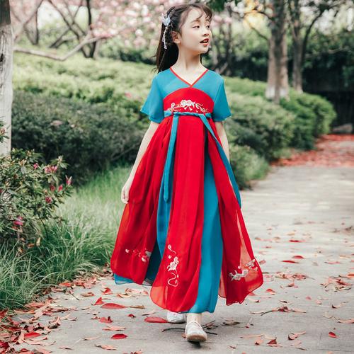 汉服女童夏季套装仙女连衣裙中国国风儿童古装连衣裙