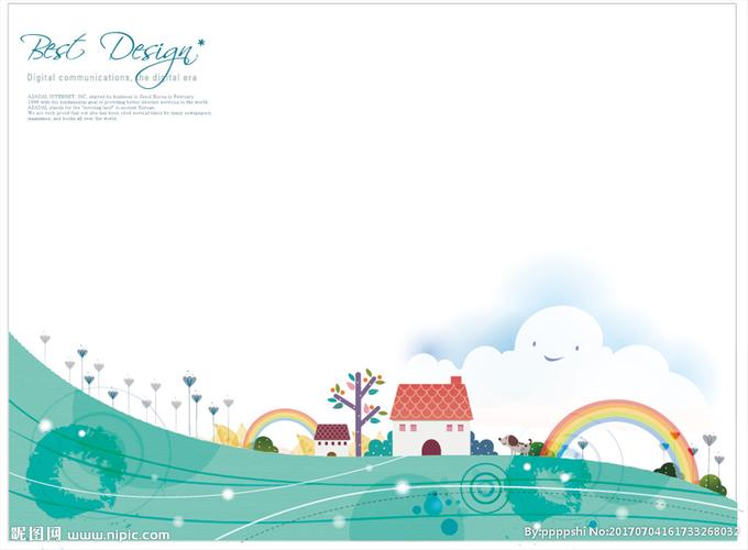 美丽卡通风景绿色封面设计图__背景底纹_底纹边框__昵