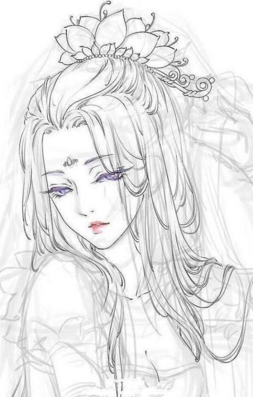 古风美人手绘简笔画