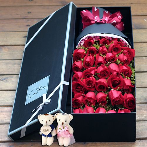 五二零鲜花速递全国33朵红玫瑰花礼盒女朋友爱人生日礼物花束预定北京