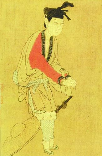 宋代《杂剧图》中妇女穿的翘头弓鞋