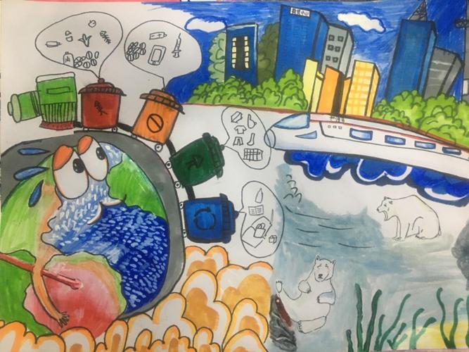 双减进行时市场第二小学垃圾分类我先行画报展示活动