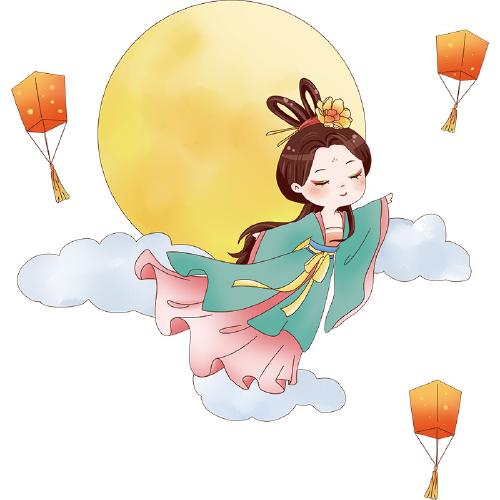 嫦娥奔月装饰品墙贴中秋节快乐幼儿园玻璃贴纸布置橱窗门贴国庆节