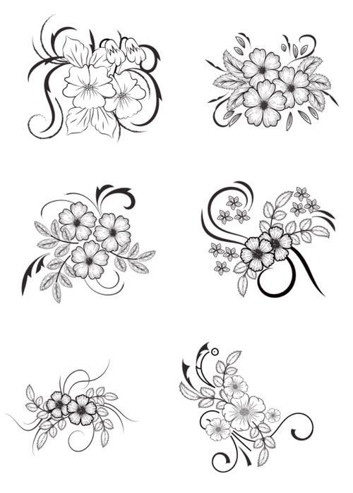 手绘花简笔画素材