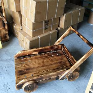 幼儿园碳化手推车 独轮车翻斗车 儿童实木玩具手推车独轮车