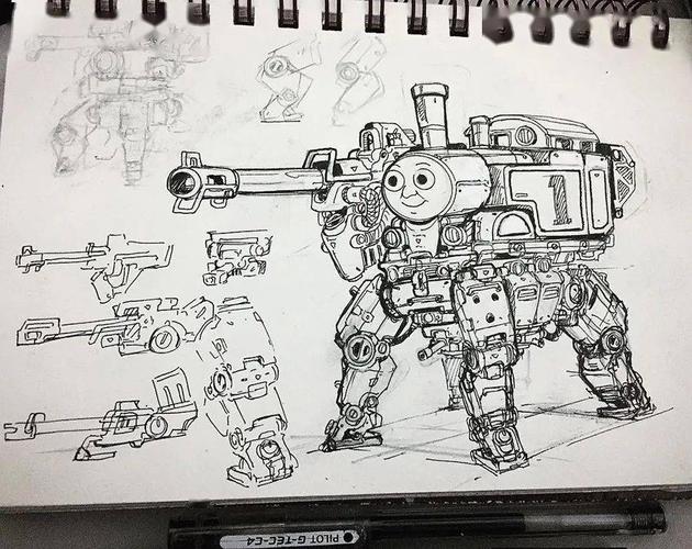 超酷又不失可爱的机甲手绘作品