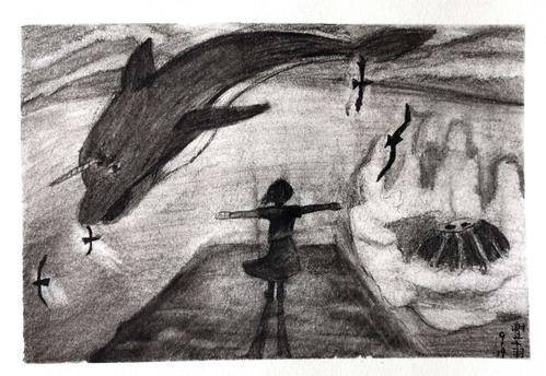 中秋节主题课《月亮跑到到重庆城了》 继续沿用前两节课所学意象素描