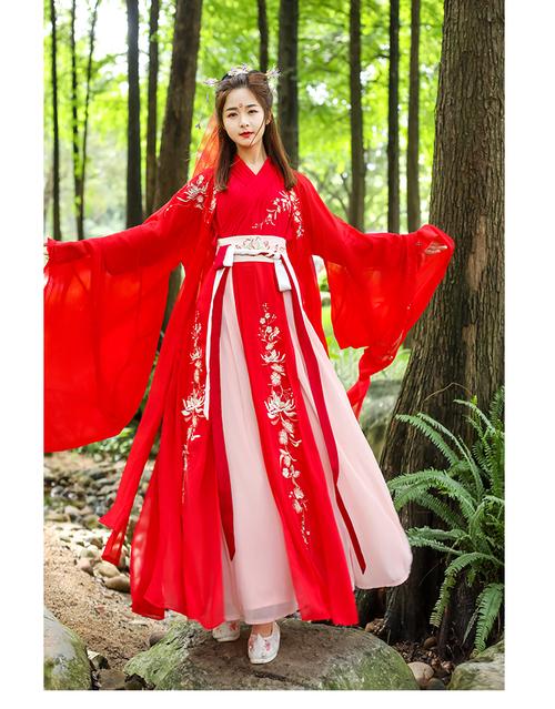 汉服女花嫁求凰中国风古装超仙学生仙气飘逸古风红色交领襦裙全套