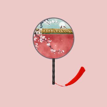 舞蹈扇广场舞扇子双面团扇古风中国风女式长柄流苏汉服旗袍跳舞蹈扇