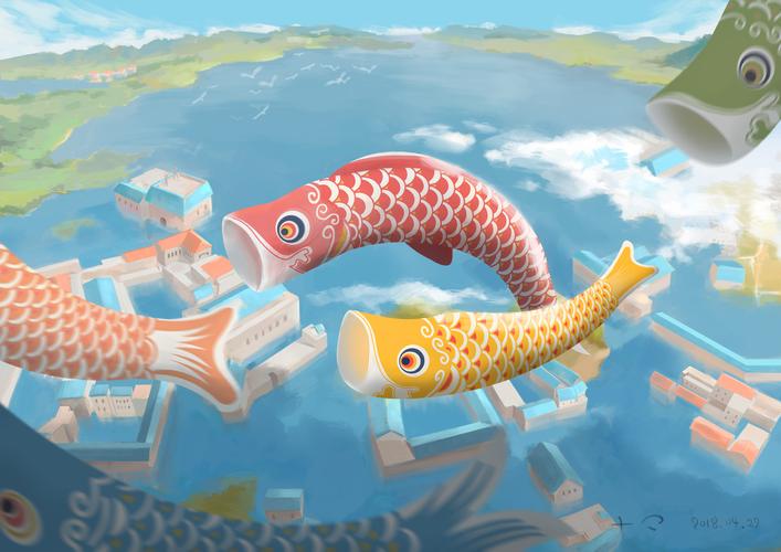 鲤鱼旗._十八___插画师作品_涂鸦王国gracg.com