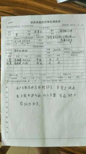 吴荣才贫困家庭经济情况调查表及证件资料和住房照片