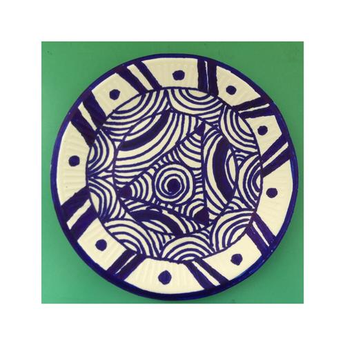 幼儿园纸盘创意手工青花瓷纸盘作品——师乐汇幼儿