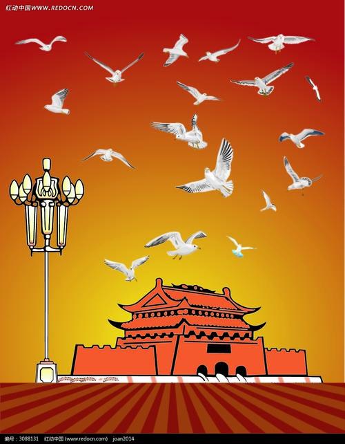 天安门广场鸽子节日素材