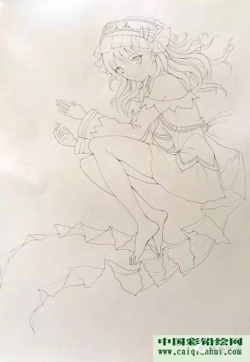 卡通人物彩铅画教程动漫美少女彩色铅笔画绘画图文