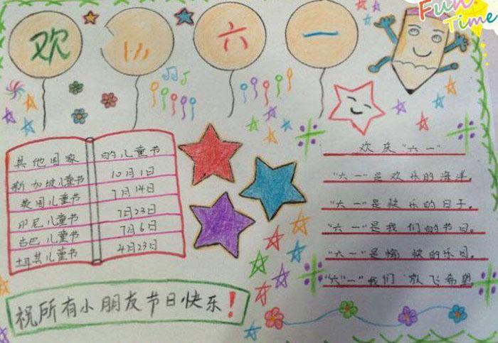 小学生六一儿童节手抄报,童心童乐庆六一