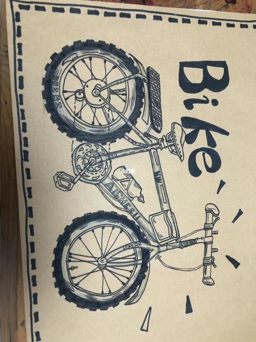 创意美术画 自行车线描画_自行车_创意画_儿童画_铅笔