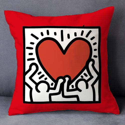 keithharing奔跑抱枕潮流ins家居靠垫艺术涂鸦靠垫