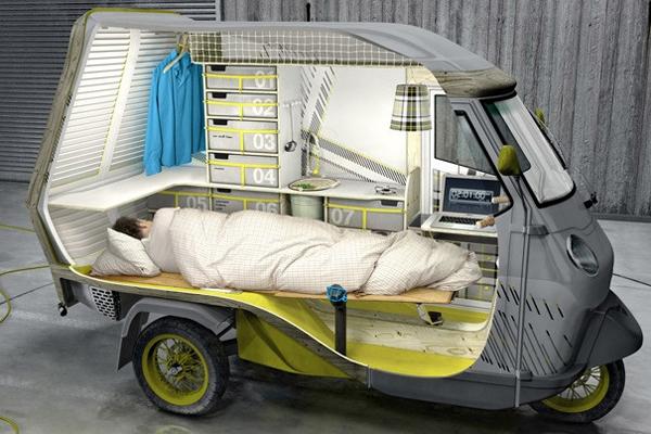 被逼无奈的你可以考虑拥有一辆这样的新奇三轮车,它是一亮迷你的房车