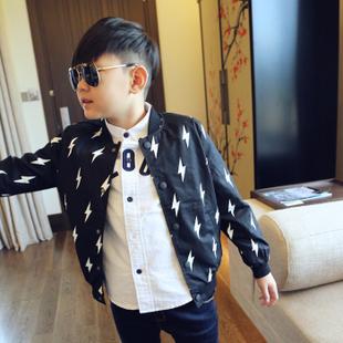 【小大人】2015秋新款男童外套韩版潮牌中大童闪电棒球服夹克外套