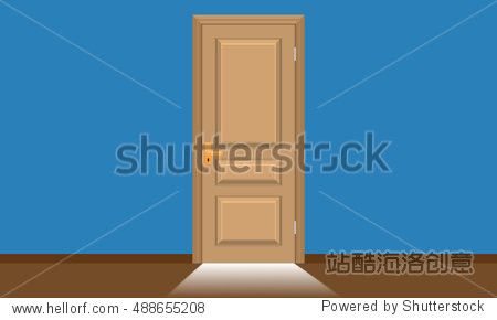closed door with direct bright sun light coming from outside in
