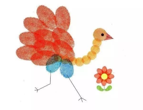 大二班《创意手指画》手指印添画