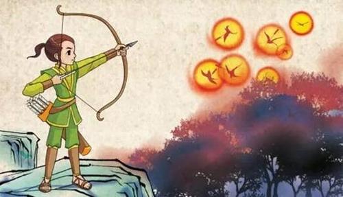 后羿射日的样子简笔画