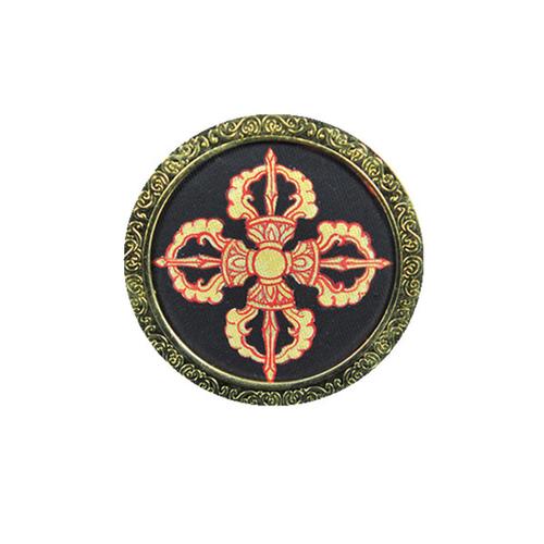 [吉祥手绘唐卡工作室] 手绘十字金刚杵圆形小唐卡嘎乌盒微唐挂件吊坠