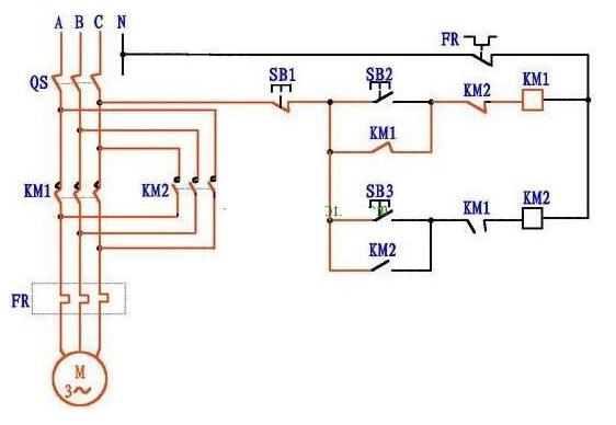 三相电机正反转控制电路图