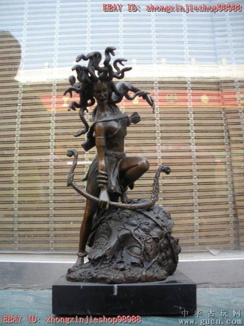 西方青铜大理石艺术美杜莎女神雕塑