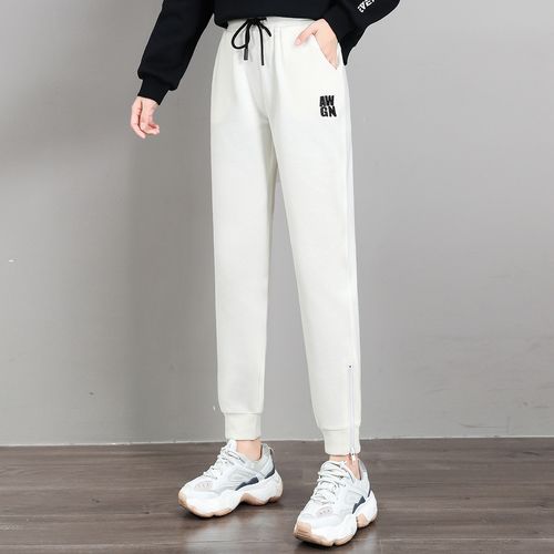 春季新款女装时尚简约百搭束脚裤抽绳运动裤女裤子