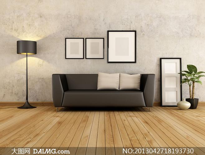 沙发灯具装饰画与地板摄影高清图片_大图网图片素材