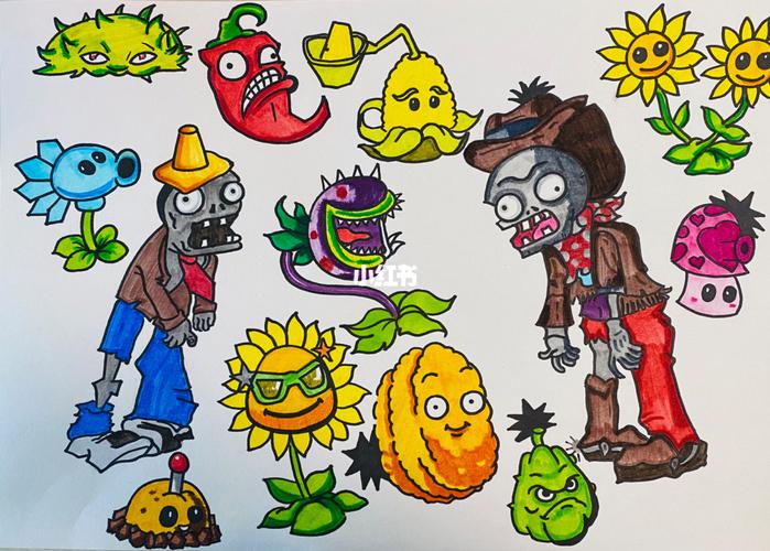 儿童画植物大战僵尸_儿童画_小朋友_创意美术_母婴