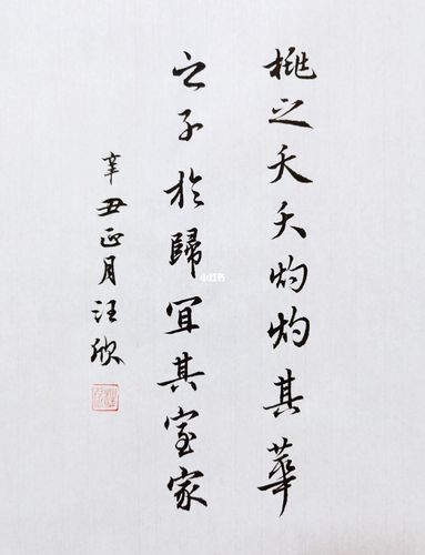 每日书法 桃之夭夭,灼灼其华_书法_书法日课_兴趣爱好