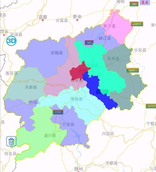 新干县,峡江县,永丰县,吉水县,安福县,永新县,遂川县,万安县,吉安县)