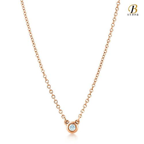 蒂芙尼 女式新款18k金镶0.17克拉钻石吊坠项链 16英寸