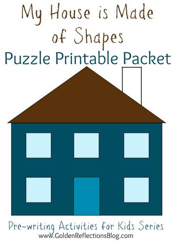my house is made of shapes puzzle printable packet: pre-writing