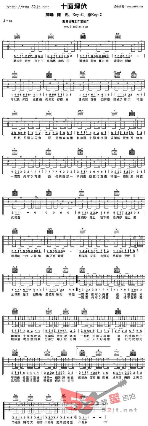 《十面埋伏》吉他谱